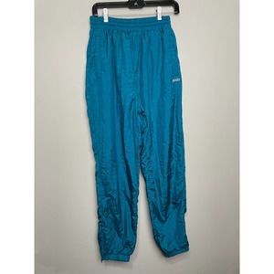 Rene Turquoise Track Pants Elastic Waist Pull On Zipper Leg Size 4